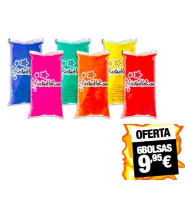 Oferta Polvos Holi (6 bolsas) 